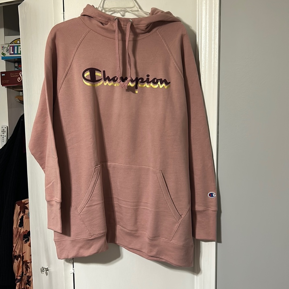 Champion 3x pink hoodie with high rise neck line NWT